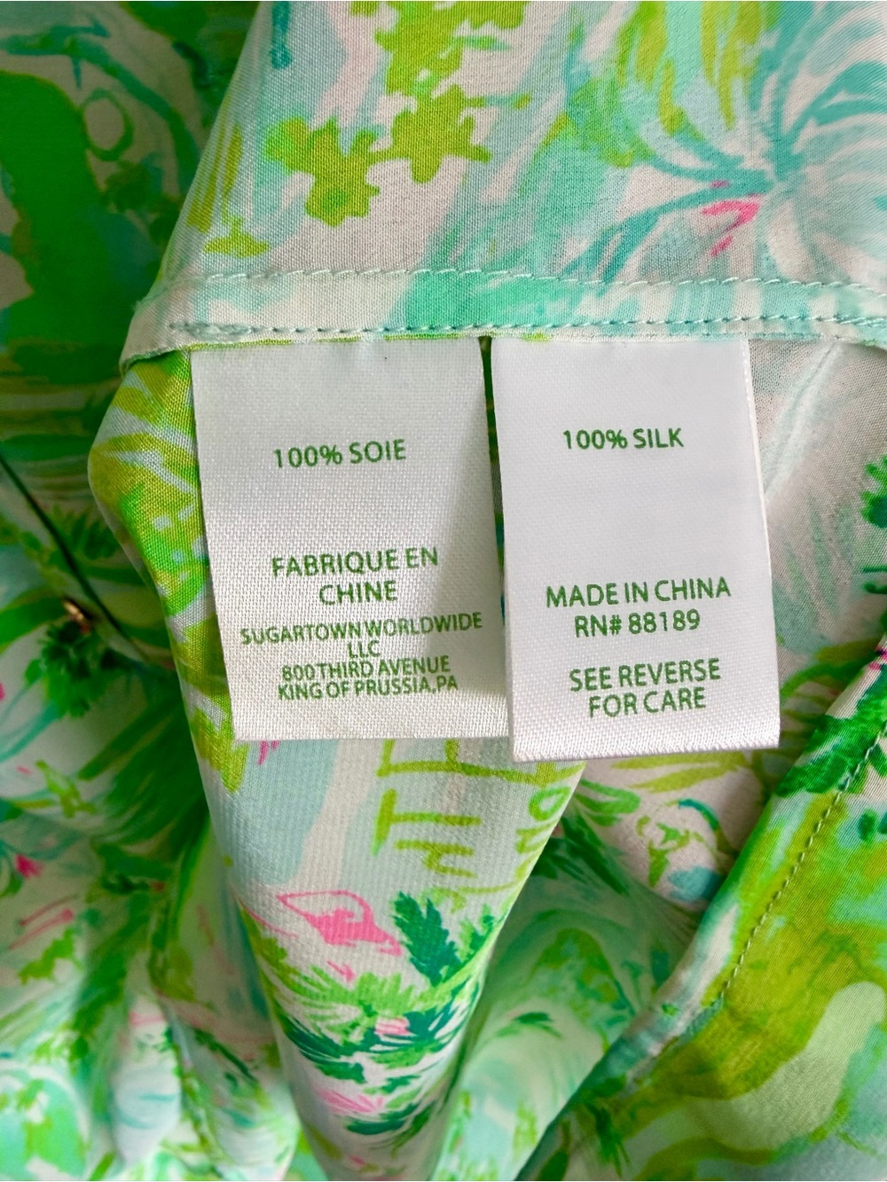 Lilly Pulitzer 100% Silk “Honda Classic” Edition Print Long-Sleeve Top, XL - Picture 5 of 7